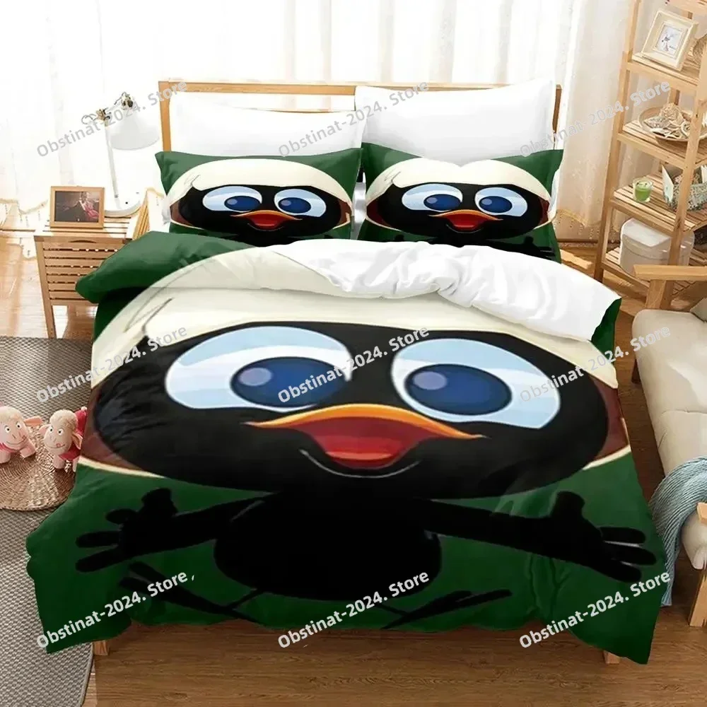 

Anime Cute Calimero Bedding Set Printed single Comforter Quilt Bed Cover Duvet Cover Pillow Case 3 Pieces Sets Kids Adult Size
