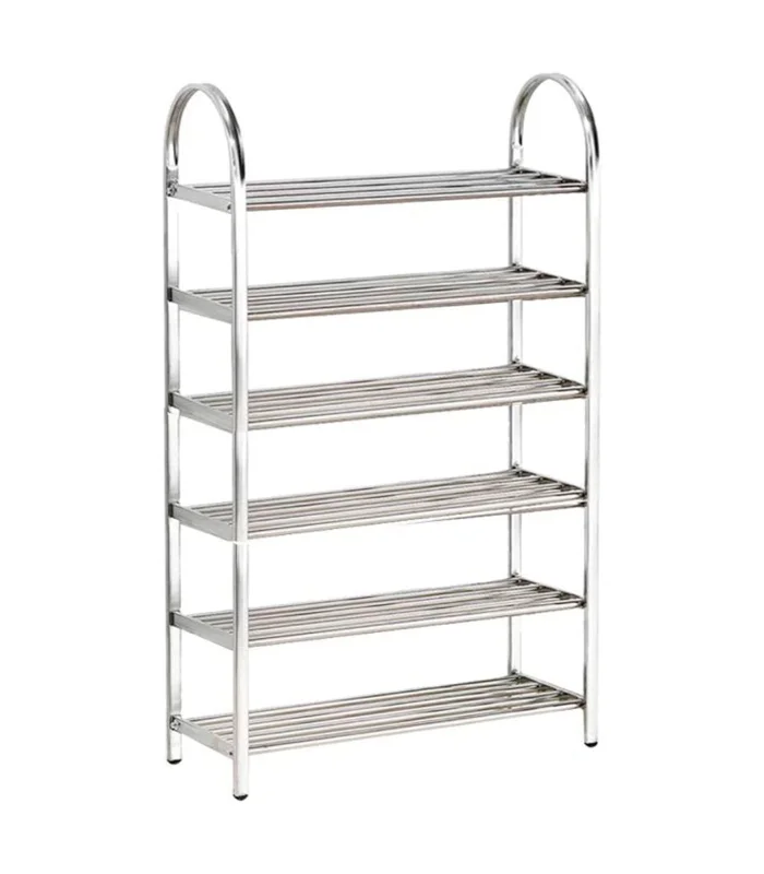 Tradineur 6-shelf metal shoe rack 60x23x99 cm. 6-shelf shoe rack, multi-purpose steel shelf, stand 6