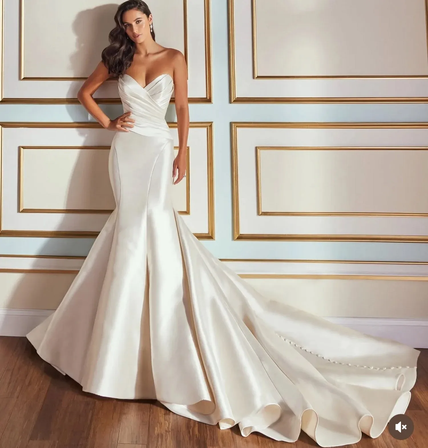 

New Mermaid Wedding Dress Sweetheart Lace Up Sleeveless Chapel Train Satin Bridal Bride Grown Vestidos De Noiva