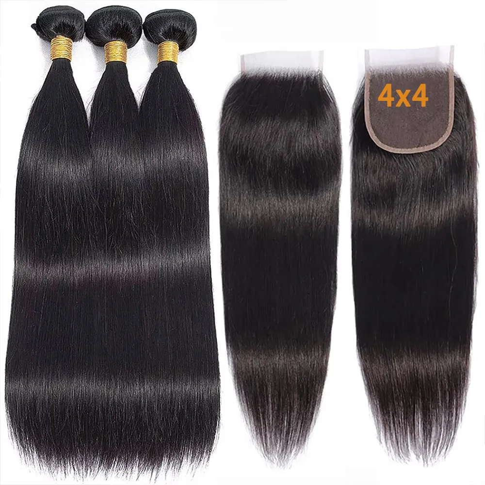 14A paquets de cheveux humains droits 30 32 pouces paquets droits paquets de cheveux bruts brésiliens naturel noir 100% Extensions de cheveux humains