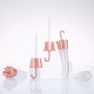 10/50Pcs 5.5ml Creative Umbrella Shaped Empty Lip Gloss Tube Lip Glaze Containers Refillable Cosmetic Bottle DIY Vials Rose Golb