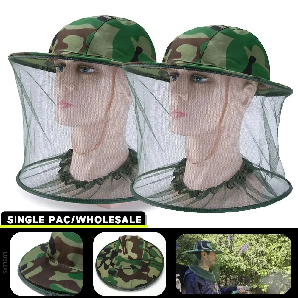 2pcs Net Mesh Face Protector Cap Insect Bee Mosquito Resistance Sun Fish Hat Fishing Cap Outdoor Fishing and Beekeeping Supplies