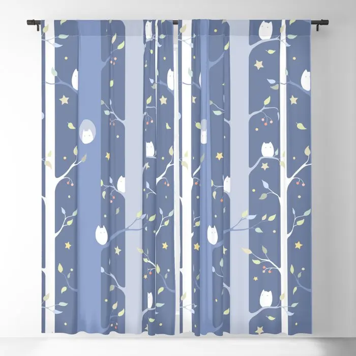 

Owl Forest (night) Blackout Curtains 3D Print Window Curtains For Bedroom Living Room Decor Window Treatments