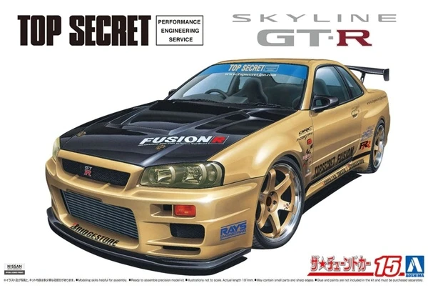 

Aoshima 05984 Static Assembled Car Model Toy 1/24 Scale For TOP SECRET Nissan BNR34 Skyline GT-R Car Model Kit