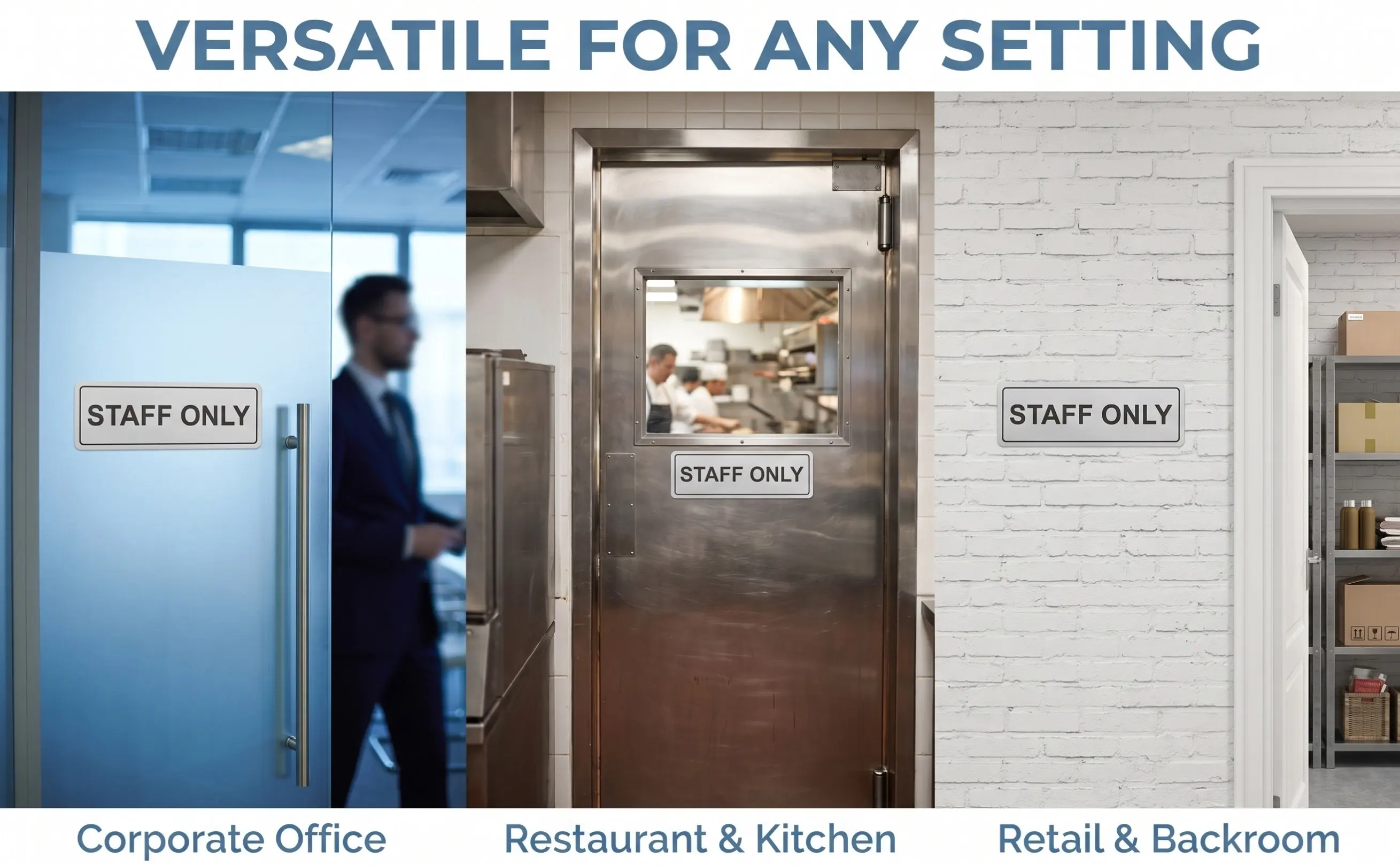 Staff Only Sign Aluminum Door Plate Wall Sign for Office Retail Store Shopping Mall Public Area Employee Only Rectangle Metal