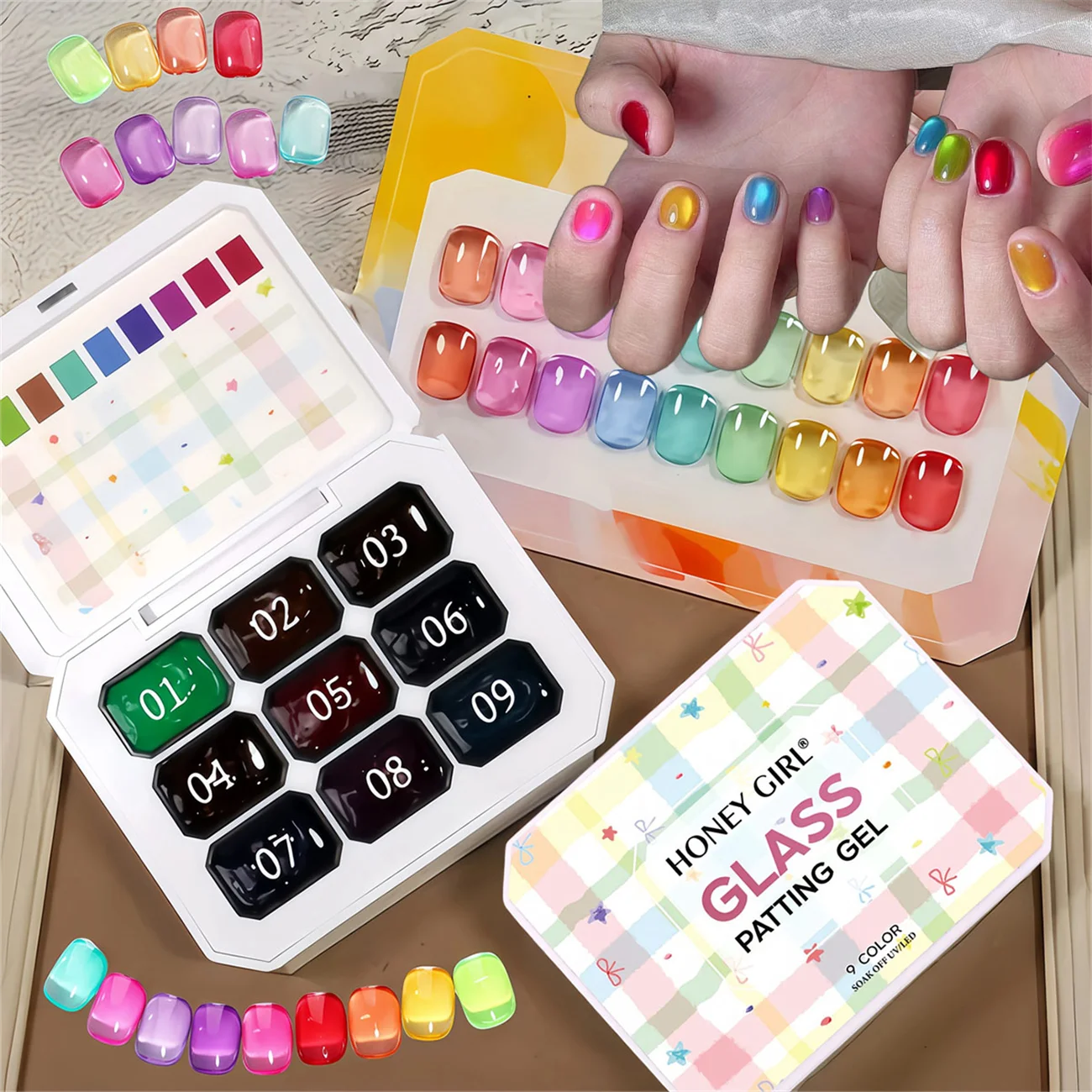 

1 шт., конфетный желейный цвет, твердый стеклянный гель, янтарный клей, коричневый, красный, клей в японском стиле, прозрачный желейный лак для ногтей, УФ и светодиодный