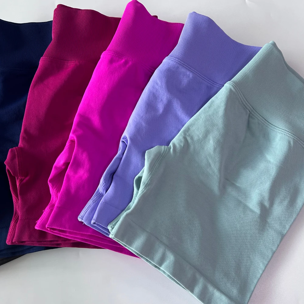 Pericic 4,5" Beinlänge Yoga-Shorts für Damen, gerippt, hohe Taille, Sportshorts, hochelastische Trainingskleidung, nahtlose Gym-Shorts – Detail 16