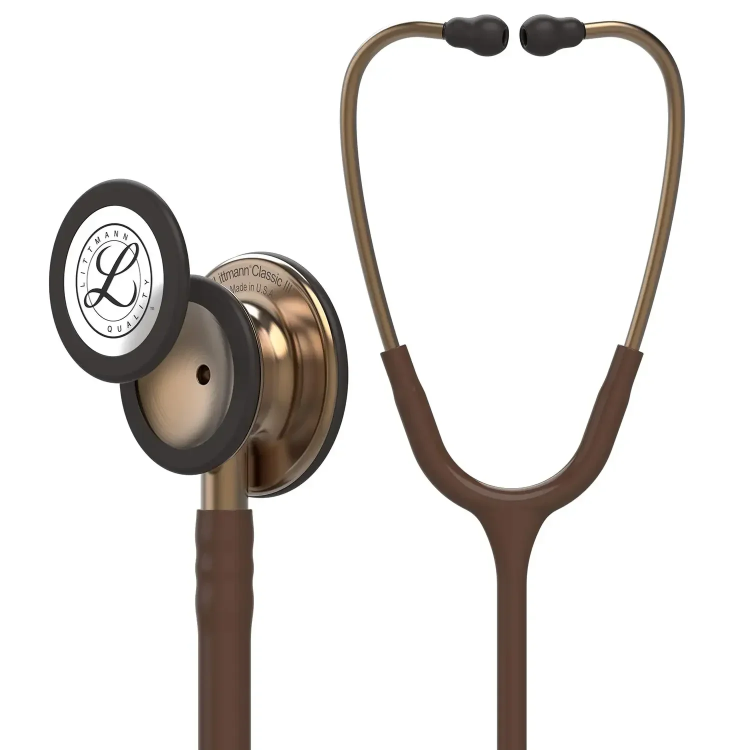 Estetoscopio de monitoreo Littmann Classic III, tubo dorado Chocolate 5809, vástago inoxidable y auriculares para médico, enfermera, cuidado de la salud