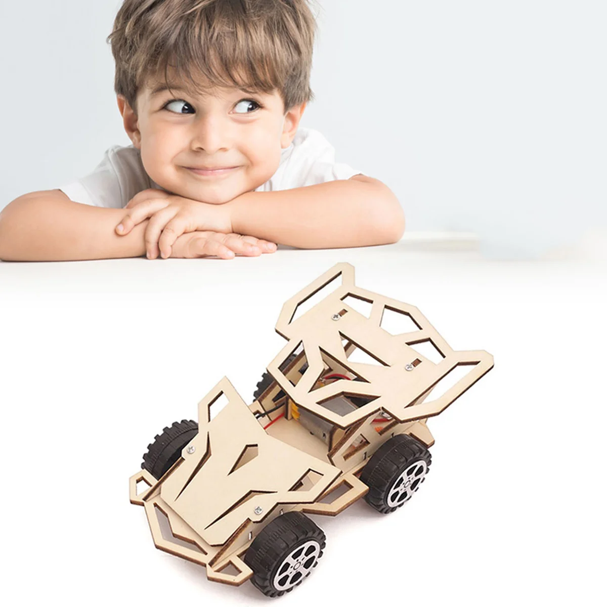 1pc Electric Wooden Racing DIY Manual 3D Jigsaw Auto Puzzle Assembled Toy without for Kids Pupils