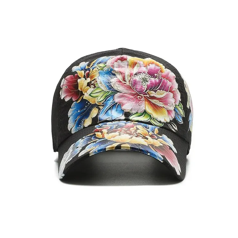 Summer Quick Dry Baseball Cap Men\'s and Women\'s Flower Sun Hats Printed Chinese Style Floral Sun Hats Outdoor Hats