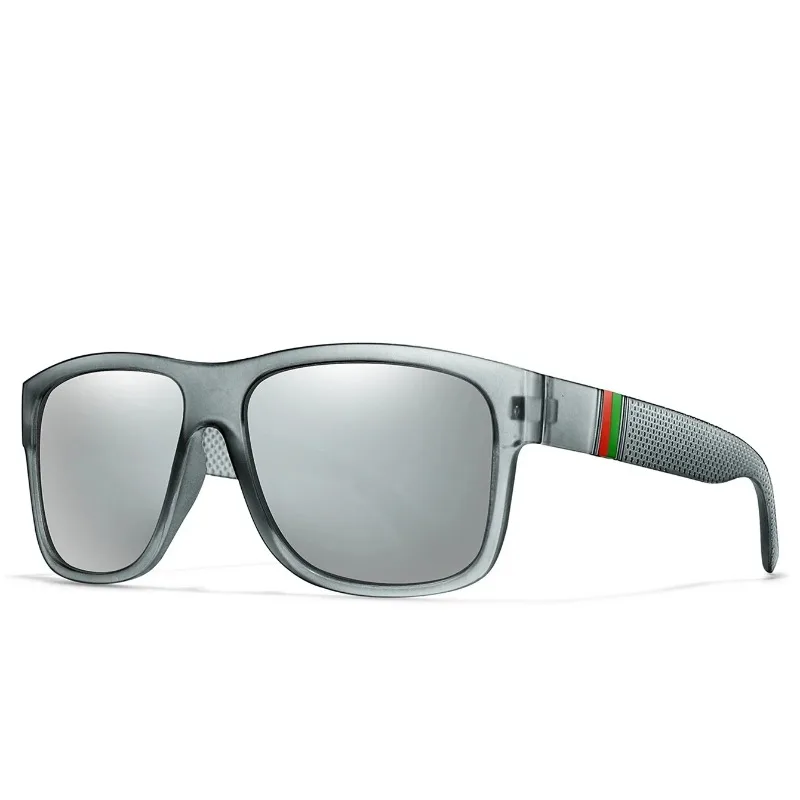 Klassische Herren-Sonnenbrille mit quadratischen polarisierten Gläsern, Outdoor-Fahren, Radfahren, Laufen, Schutzbrille, Vintage, großer Rahmen, UV400 – Detail 2