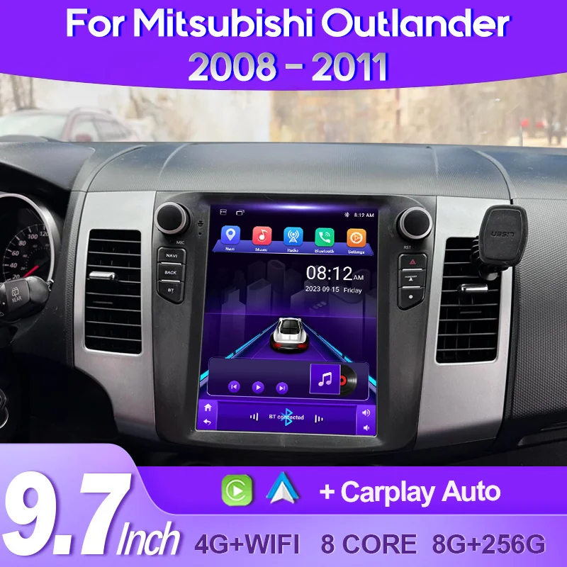 

Автомагнитола QSZN для Mitsubishi Outlander 2008-2011, Android 13, мультимедийный видеоплеер, GPS, AI, голосовое управление, воспроизведение автомобиля, вертикальный экран