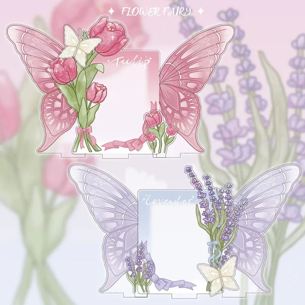 

Butterfly Flower Acrylic Card Holder Stand Photo Frame for Star Photos Creative Designs Display Small Cards Prefect Gift for Fan