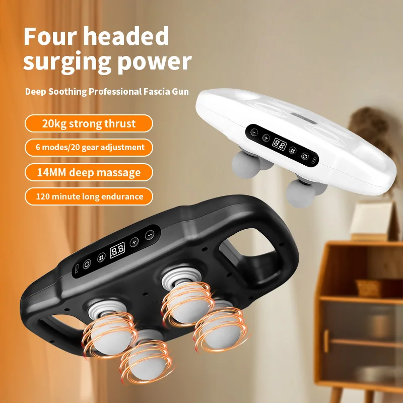 

Deep Tissue Massager Back Massager with 4 Massage Heads 6-Speed Mode Muscle Relaxation Device for Home Gym Athletic Training