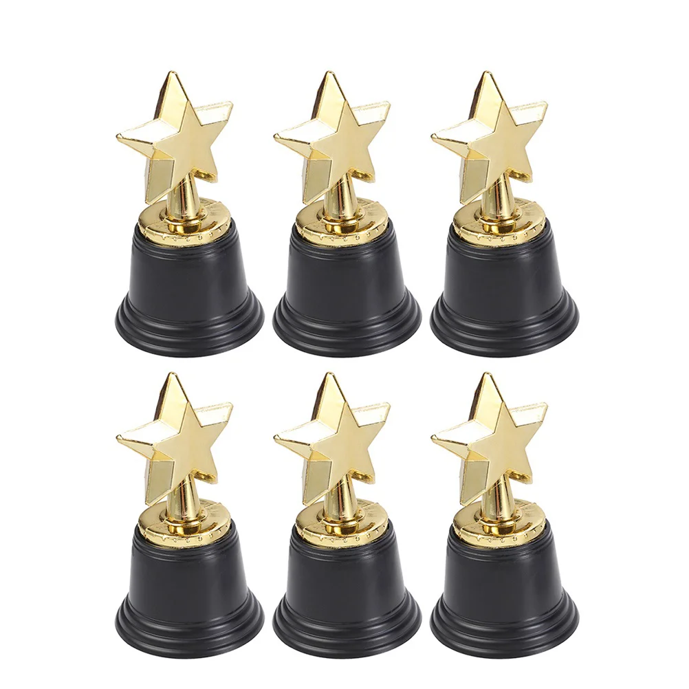 6 Pcs Party Award Trophies Star Figurine Trophy Basketball Gold Kids Ceremony Golden