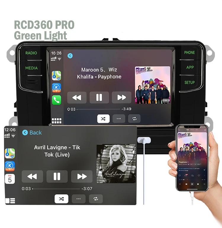 RCD360 PRO Grünes Licht Autoradio MIB Android Auto Carplay Navigation Grünes Menü für VW Skoda