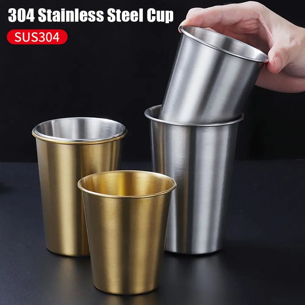 1Pcs Travel Camping Outdoor Stainless Steel Cup Coffee Tea Wine Gold Silver Whisky Beer Cups 304 Stainless Steel 260-500ml