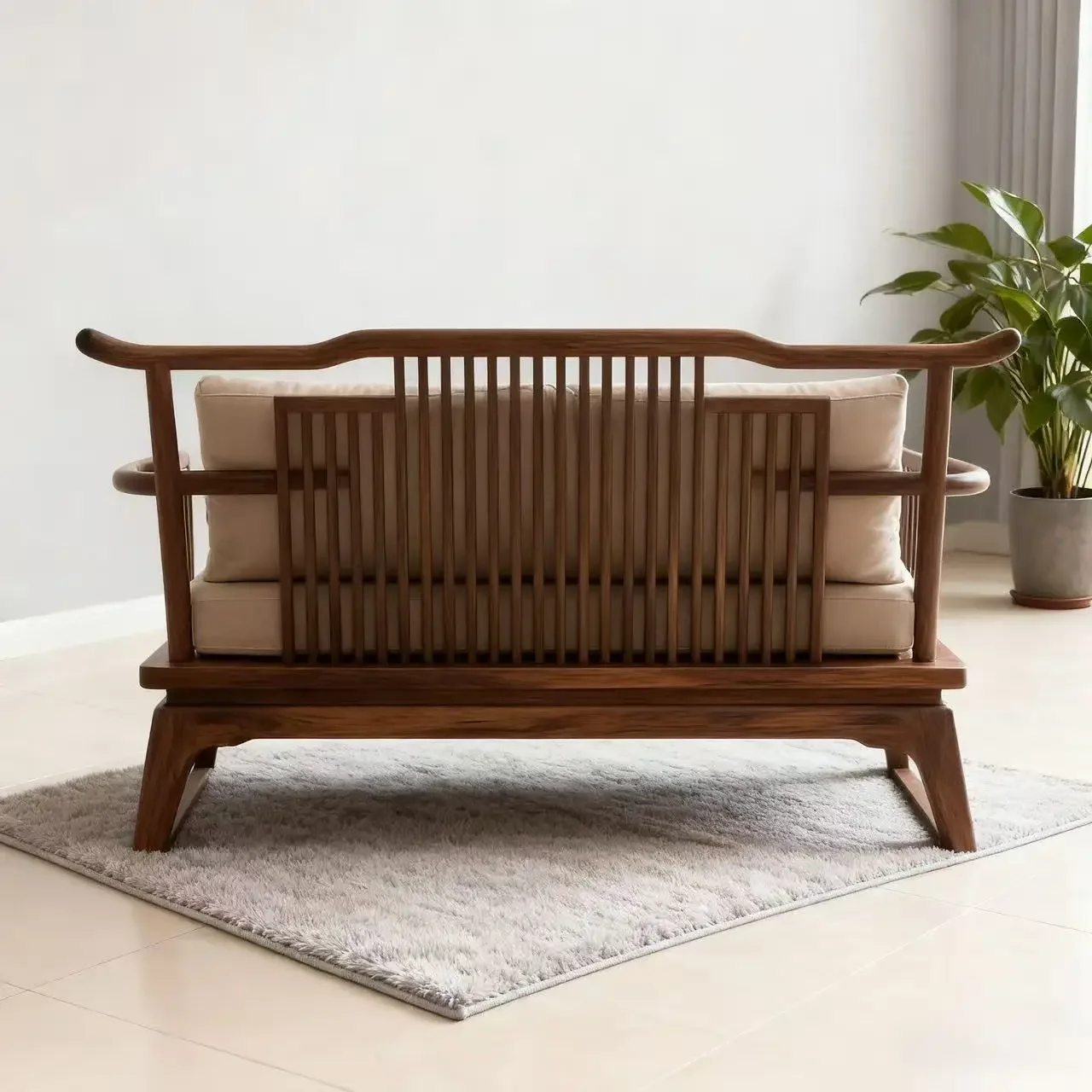 New Chinese-style North American black walnut office living room simple Zen casual straight-row sofa