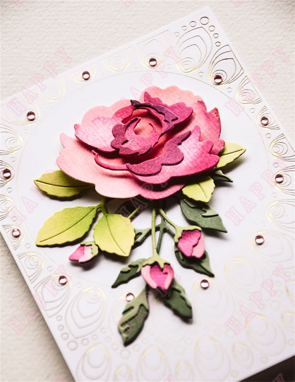 Valentine's Day Metal Cutting Dies Hot Foil Rose Line Heart Vocabulary Scrapbook Diary Decoration Craft Diy Embossing Template