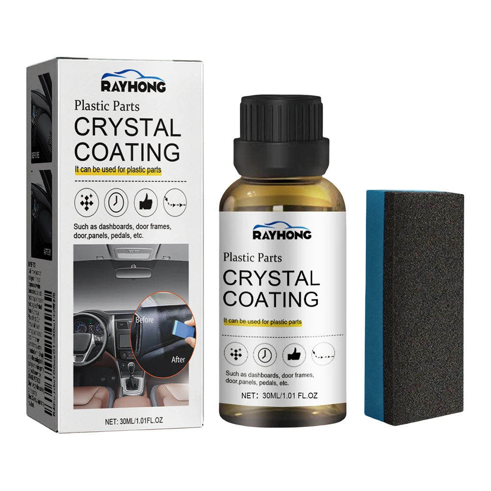 30ml Part Retread Scratch Repair Car Plastic Trim Restorer with Sponge Console Instrument Panel Care Polish Cleaner Car Care Set