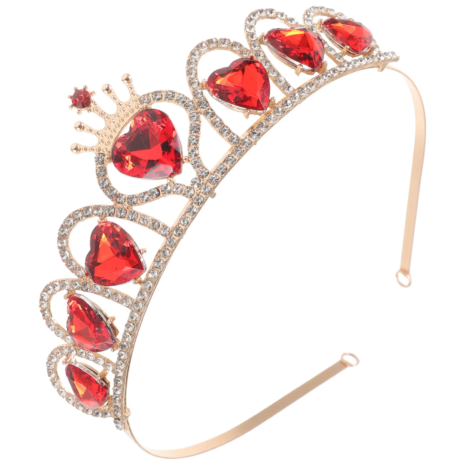 Love Crown Headband Red Headdress Rhinestone Heart-shaped Royal Accessories Wedding Acrylic Hair Decor Headwear Bride