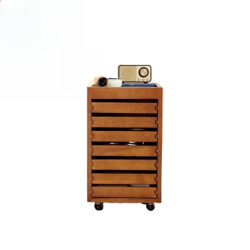 Cherry wood solid wood drawer file cabinet, sofa side cabinet, office mobile storage cabinet