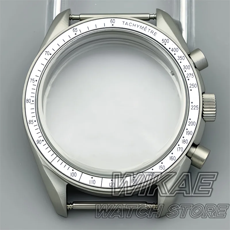 New 40mm VK63 Titanium Watch Case Blue Green Black Silver Red Insert With Coated Glass For VK63 Quartz Chronograph Movement Part