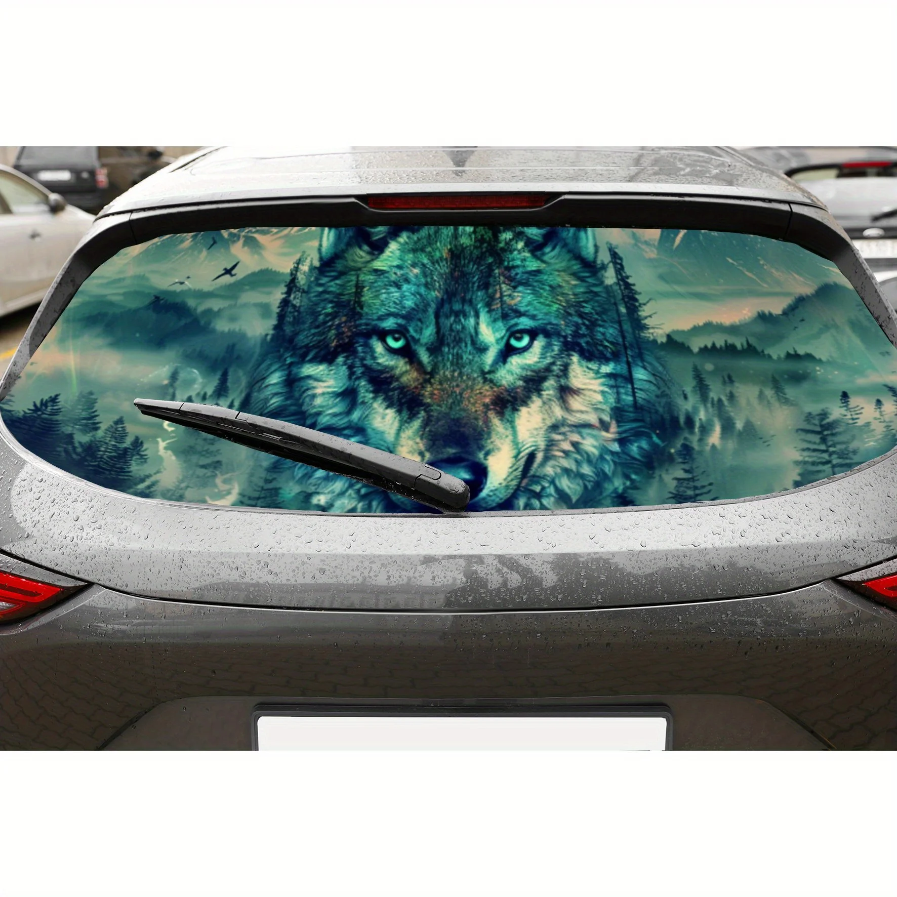 

Nature and Wildness Forest Wolf PVC Perforated Car Vinyl Wraps, Privacy Enhancing Design for Rear Window, Car Rear Windshield St