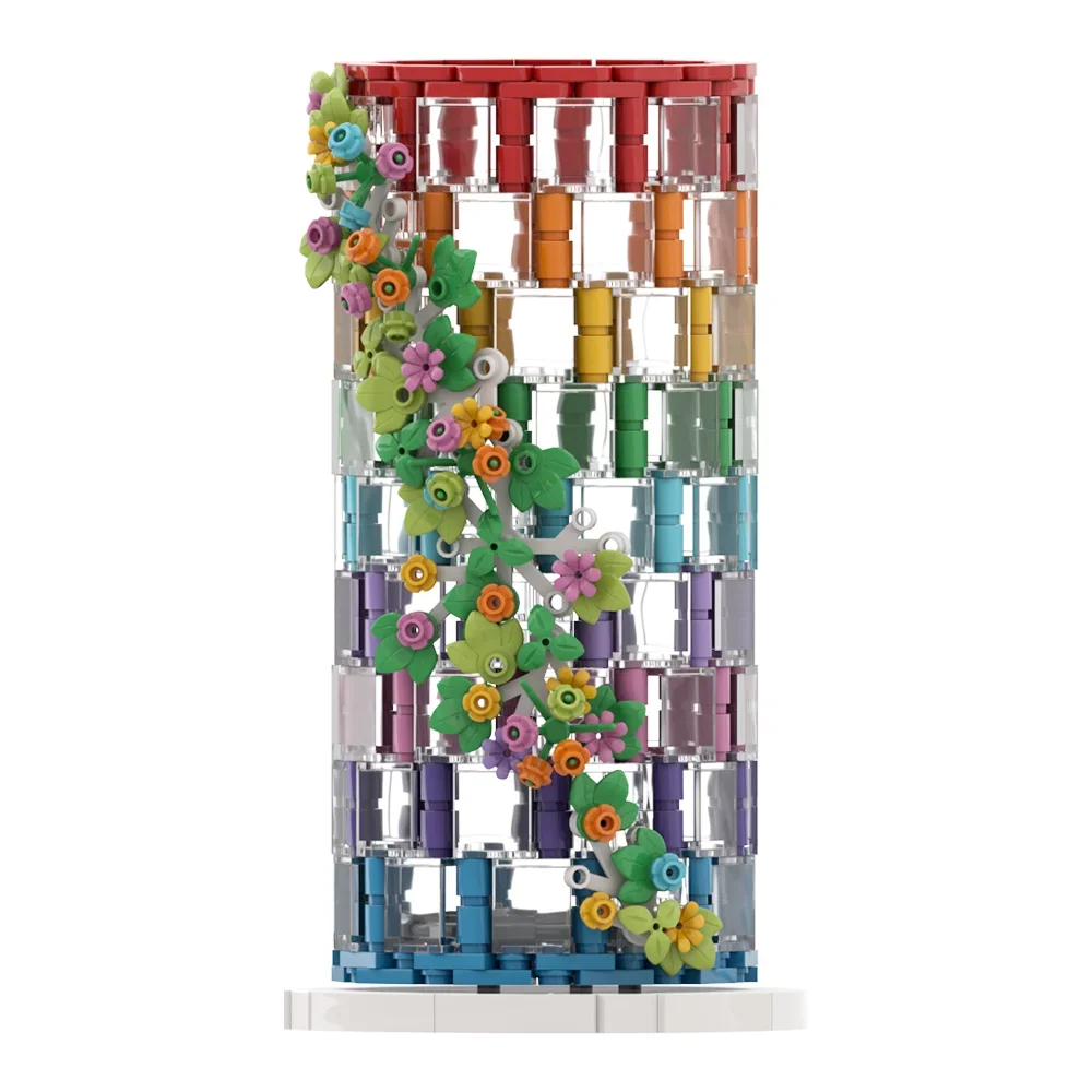 MOC Rainbow Vase Model Building Blocks Living Room Bedroom Decoration Flower Vase Assembled Bricks Girls Toys Creativity Gift