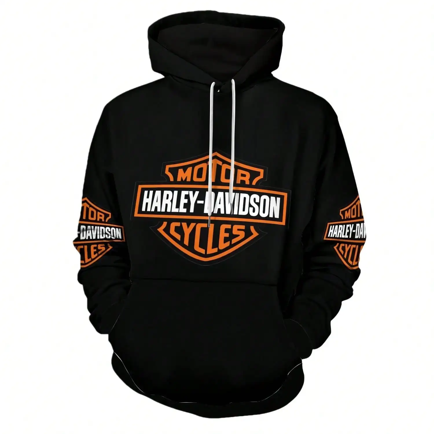 Black 3D Graphic Hoodie for Adults, Unisex Casual Streetwear with Bold Print Design