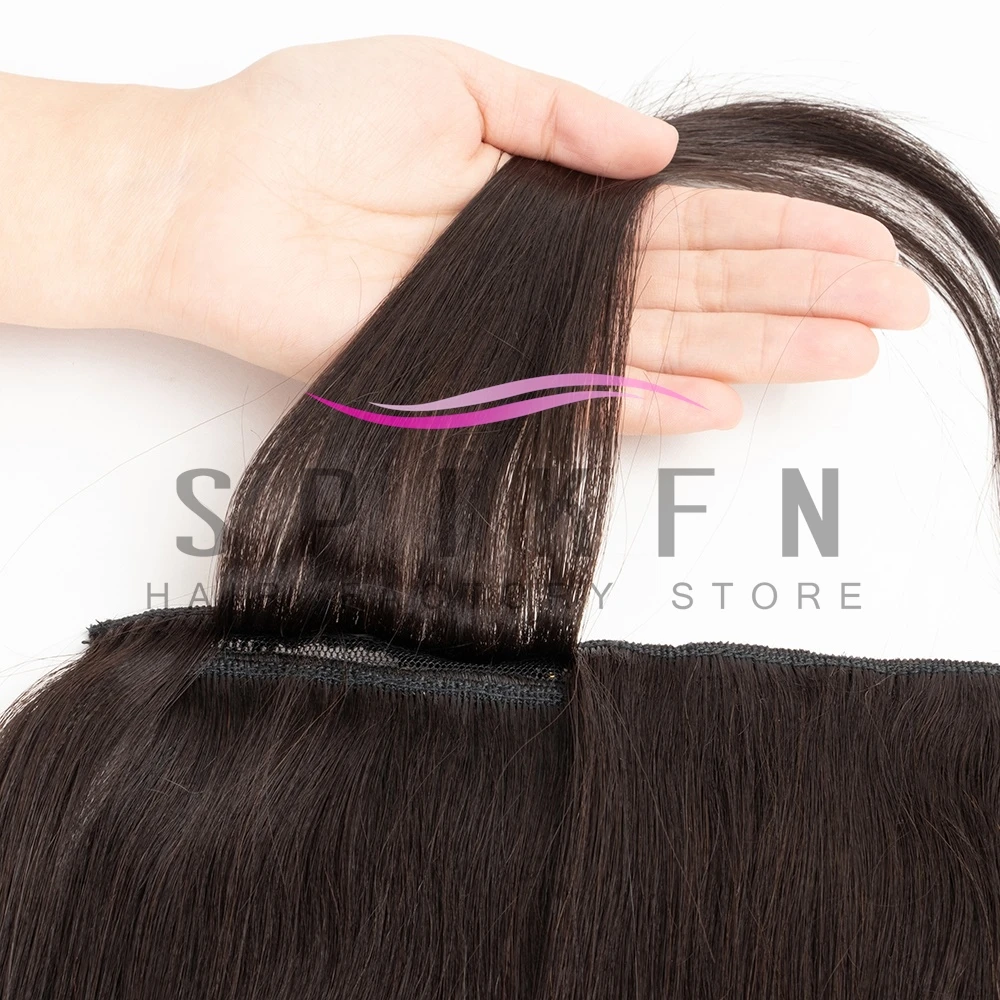 Clip In One Piece Brazilian Hair Clips Tic Tac 5 Clips 14'-22' Remy Hair Piece Straight Clip Human Hair Extensions Lightweight