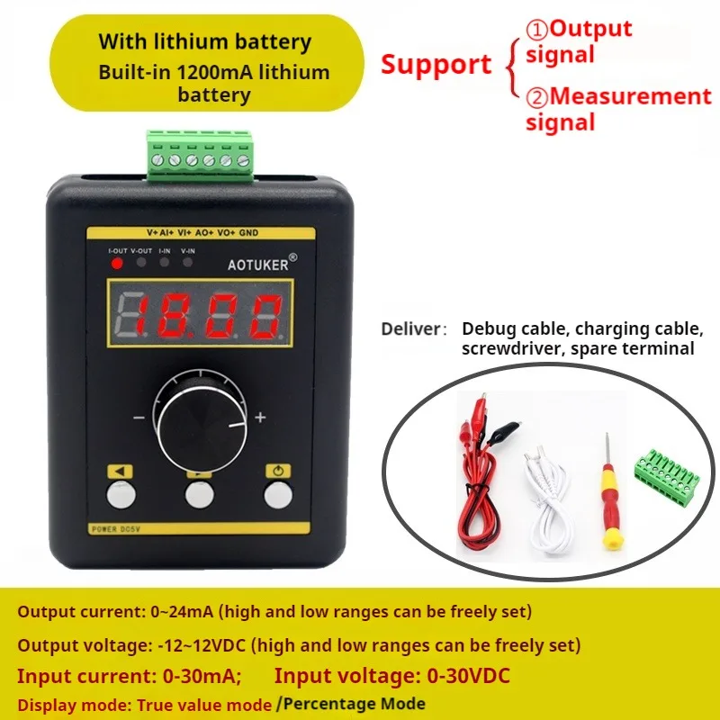 Handheld Signal Generator Simulation Volume 0-10V/0-20mA Voltage Current Simulation Source Calibrator PWM Square Wave