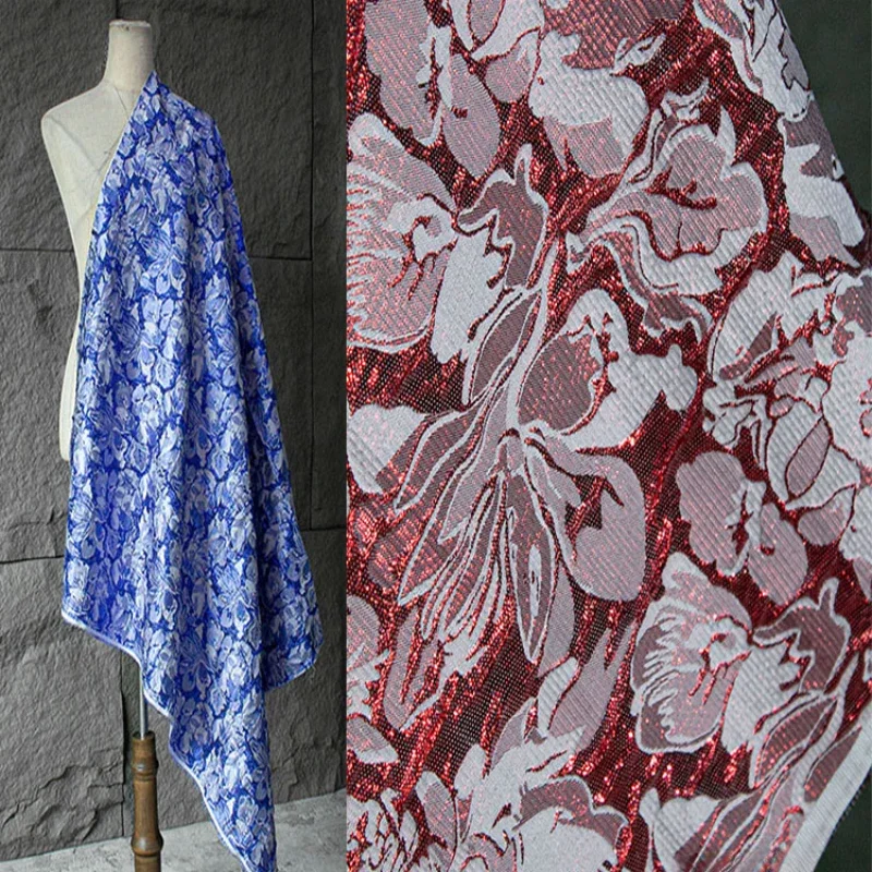 Tissu Jacquard Bergame Multicolore, Fil d'Or Gaufré, Irrégulier, Décoration de Sac, Cadeau, Vêtements, Tissu de Styliste