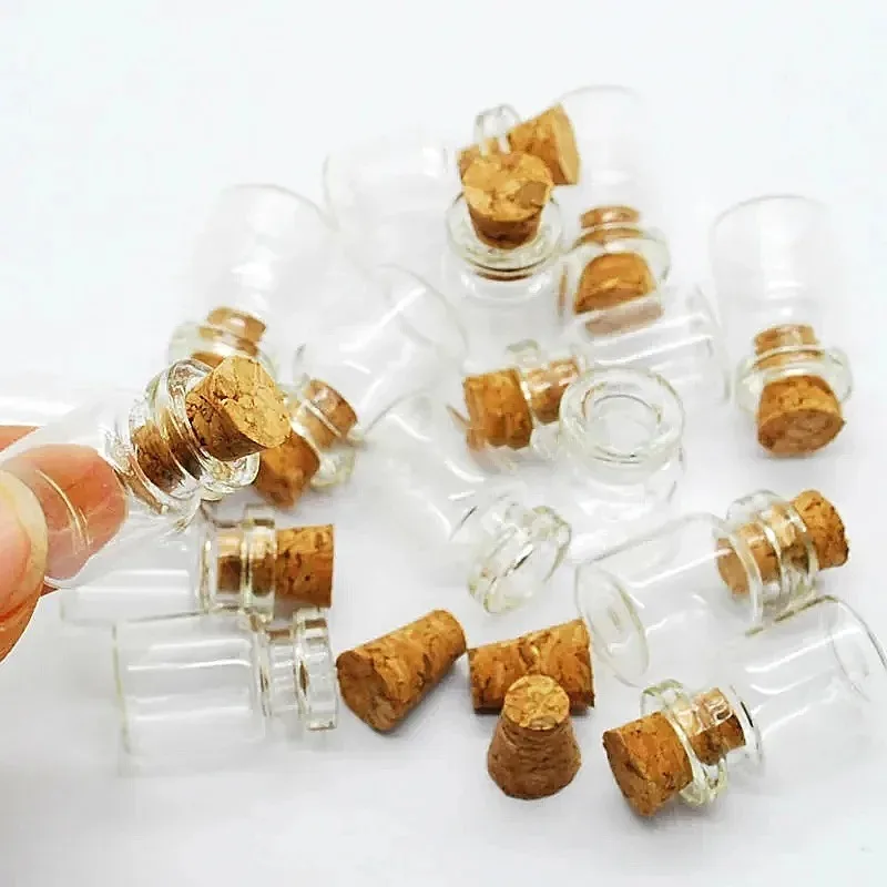 60/10x Transparent Mini Glass Bottles with Wood Cork Stoppers Message Wishing Bottle for Baby Shower Wedding Party Favors Gifts