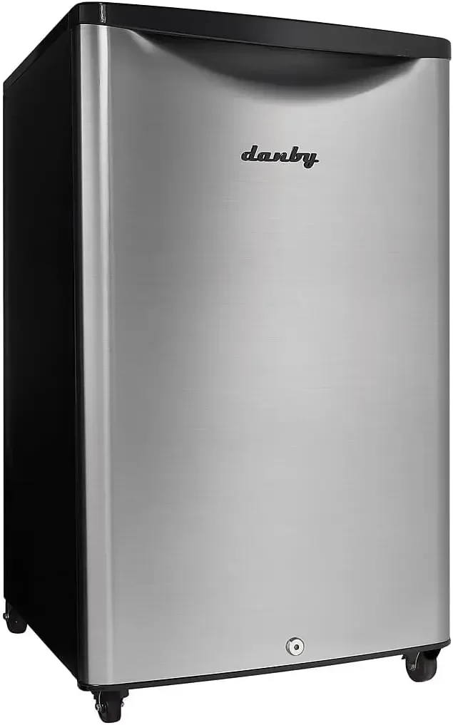 Danby DAR044A6BSLDBO 4.4 Cu.Ft. Outdoor Mini Fridge, IPX4-Rated Stainless Steel Look All Refrigerator for Patio, Cabana, Pool