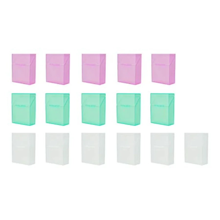 

Crayon Box with Hinged Lid and Snap Closure, Clear, Purple, and Green Plastic, 16-Pack Colors May Vary