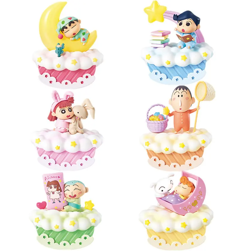 Rement Crayon Shin Chan Good Night Shinchan Mini Diorama Figure Collection Cloud Cradle Swing Blind Box Genuine Kawaii Action