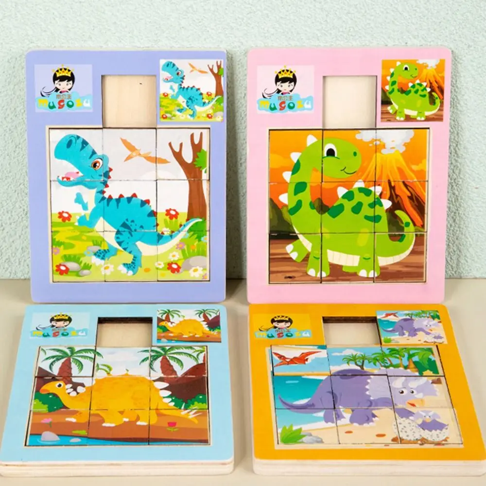 

Cartoon Wood Animal Sliding Puzzle Dinosaur Brain Training Logic Game Intelligence Game Children