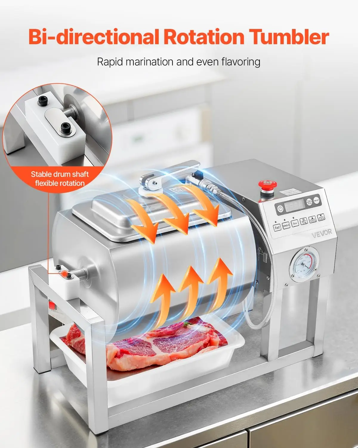Oil Resistant Stainless Steel Marinating Machine Meat Tumbler Marinator With Drain Basket for Fast Food Kitchen Processing