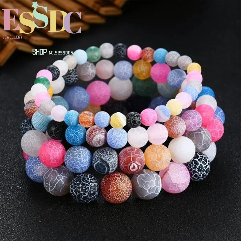 Irregular Natural Gemstone  8mm Colorful Weathered Agate Yoga Chakra Handmade Jewelry Beaded Bracelet