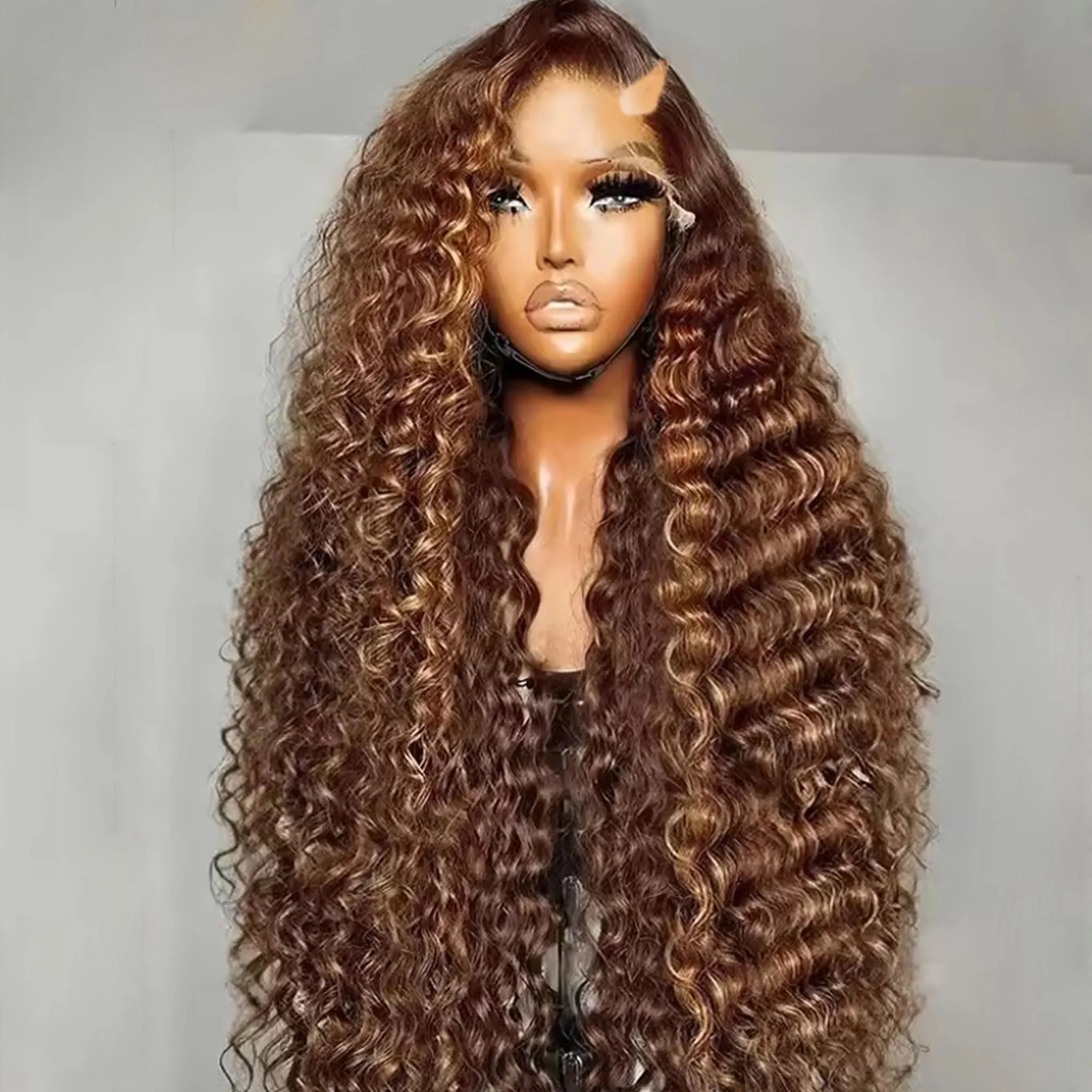 Glueless Afro Kinky Curly Brown Balayage Highlight Human Hair Cheapest U Part Wigs Machine Made Blonde U Shape Wig 250%Density