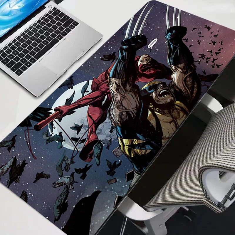 แผ่นรองเมาส์สำหรับเล่นเกมเดรดเดวิลแผ่นรองเมาส์คอมพิวเตอร์ขนาดใหญ่แบบไม่ลื่นแผ่นรองโต๊ะพีซีอะนิเมะพรมคีย์บอร์ดอุปกรณ์เสริมสำหรับเกมเมอร์แผ่นรองโต๊ะ