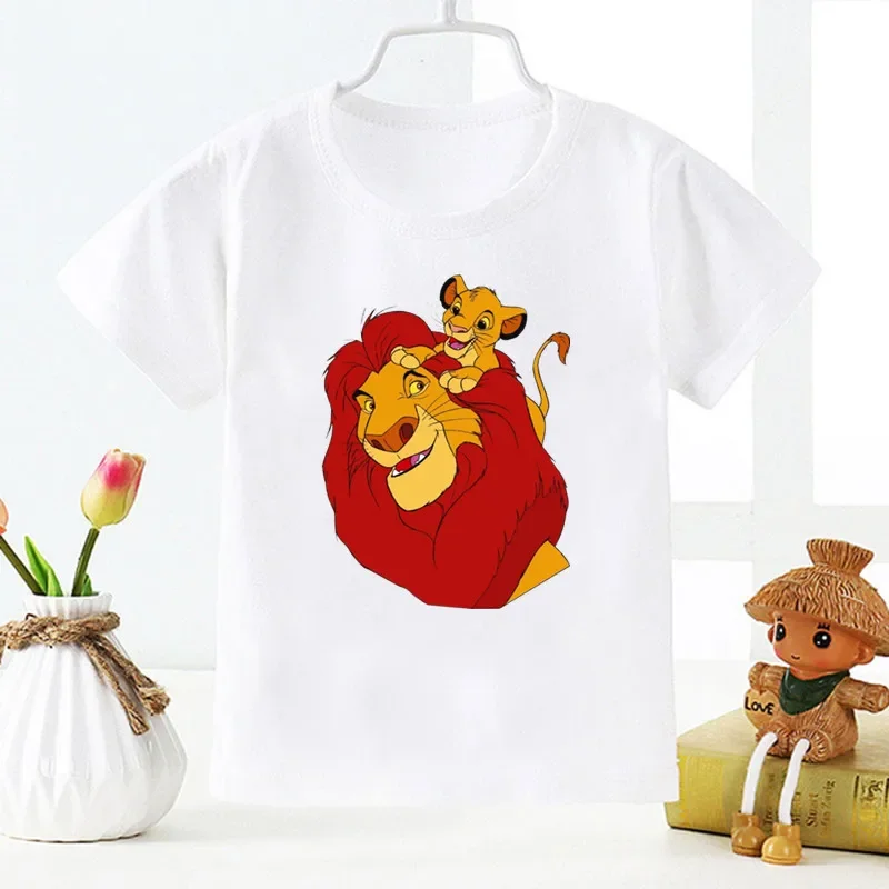 The Lion King Simba T-shirt Summer Children Clothing Baby Top Kids Boys Clothes White Short Sleev Tshirt 1-12 Years Old Kids Tee