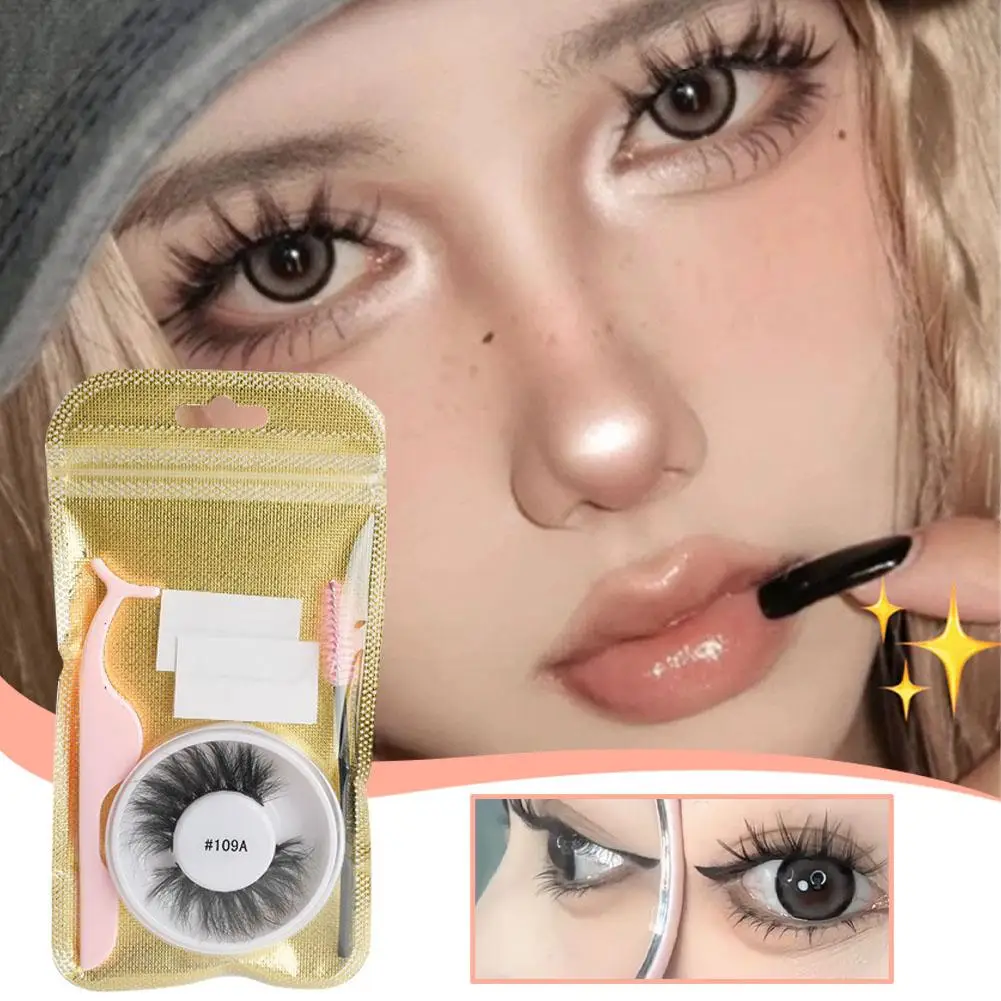 Natural 3D Mink Lashes 4 In 1 Lash Bags Packaging Daily Glue-Free Self-Adhesive Strip Eyelash With Eyelashes False Glue G7B5