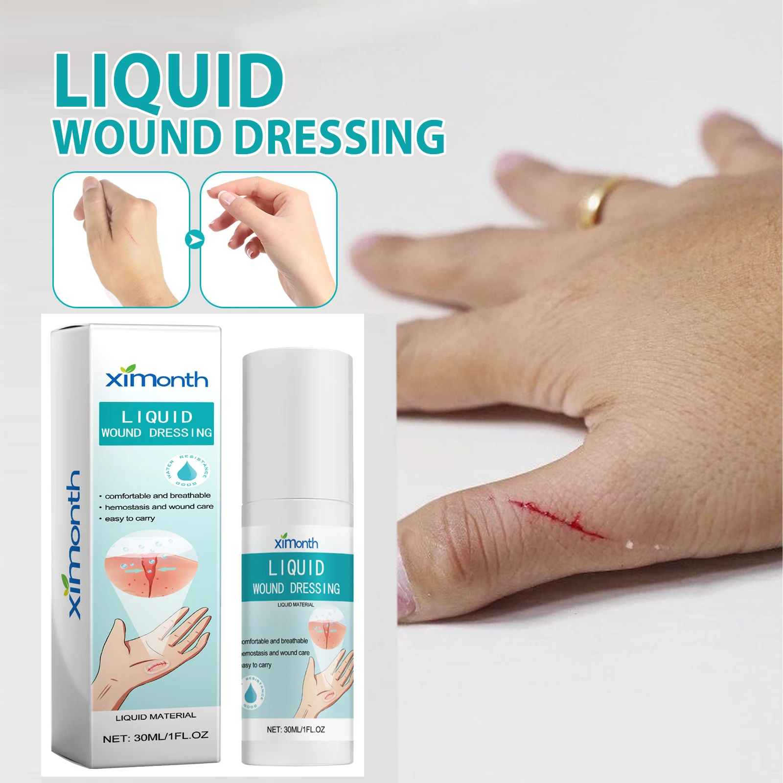 ضمادة سائلة رذاذ نزيف كدمات الجلد الانتعاش تعزيز شفاء الجروح التطهير مقاوم للماء تنفس الفرقة المعونة ضباب