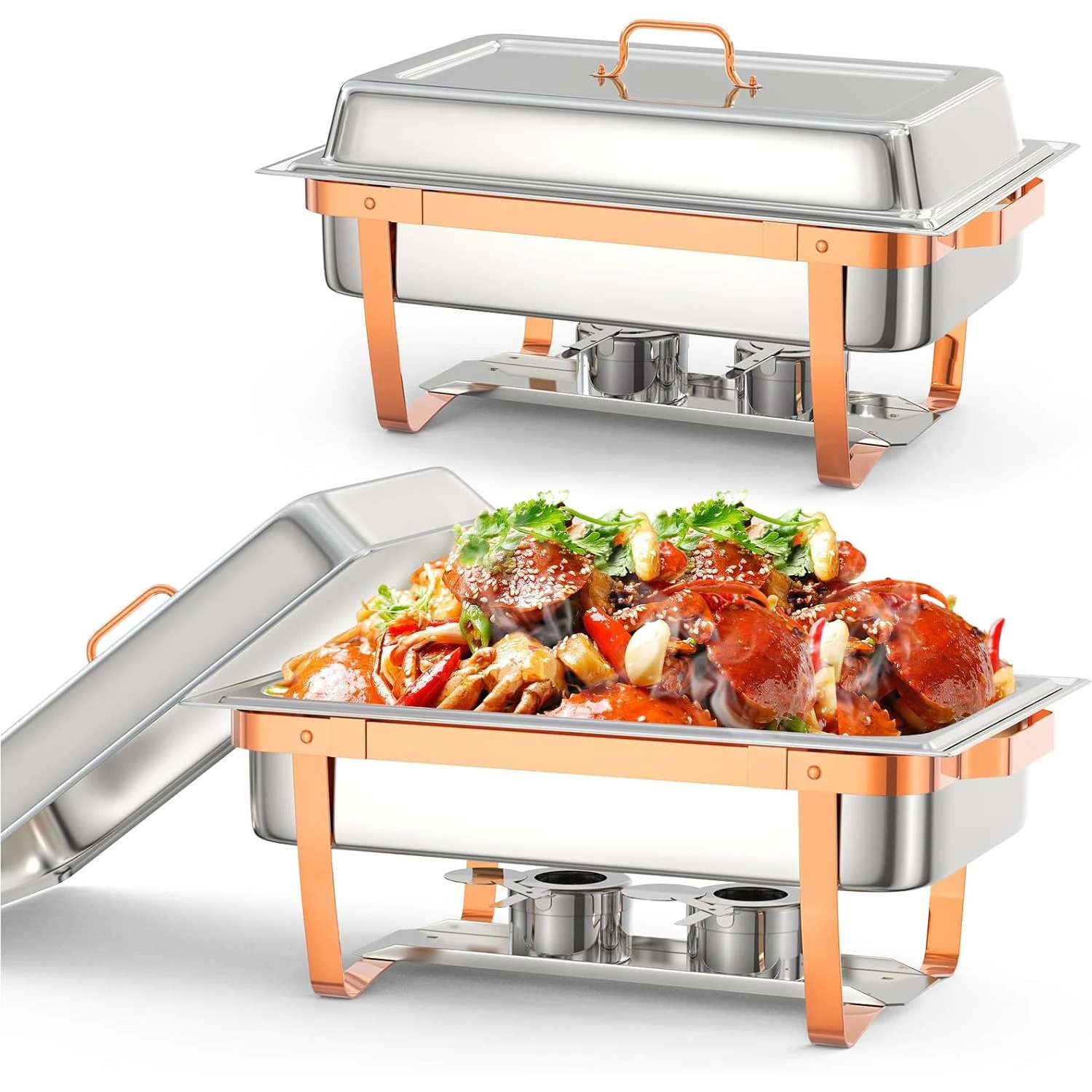 

8 QT 2 Pack Chafing Dish Buffet Set Stainless Steel Chafer Food Warmers Servers for Kitchen Wedding Party Banquet Dining