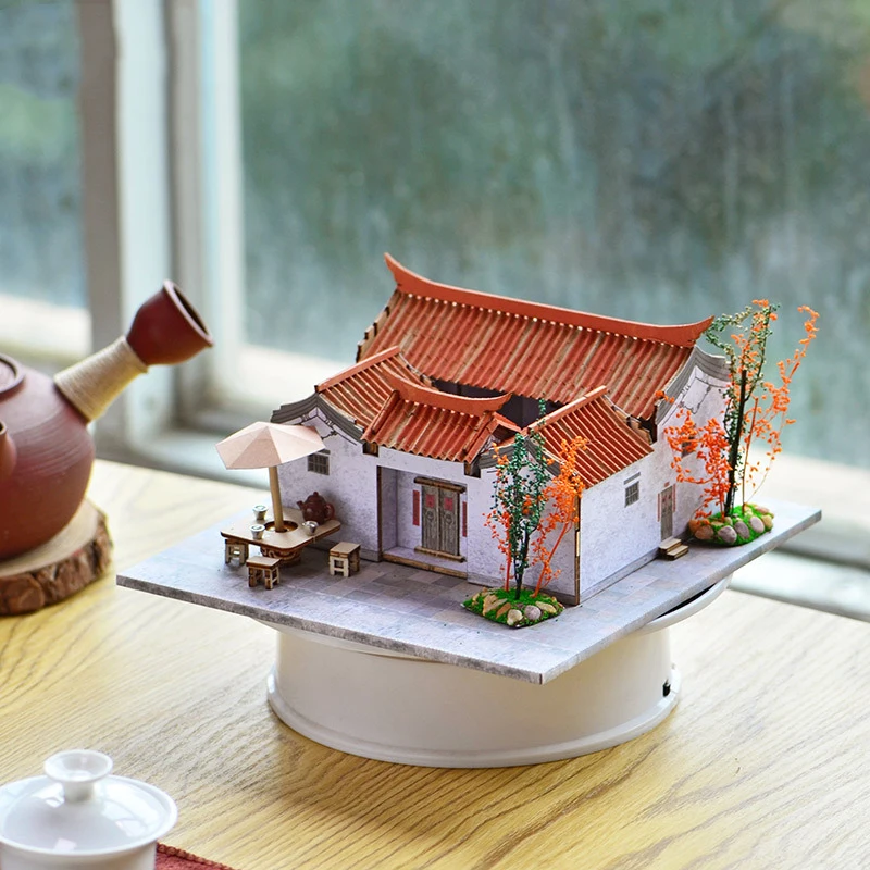 DIY Wooden Doll Houses Miniature Building Kits with Furniture Led Lights Chinese Ancient Casa Dollhouse Toys for Adults Gifts