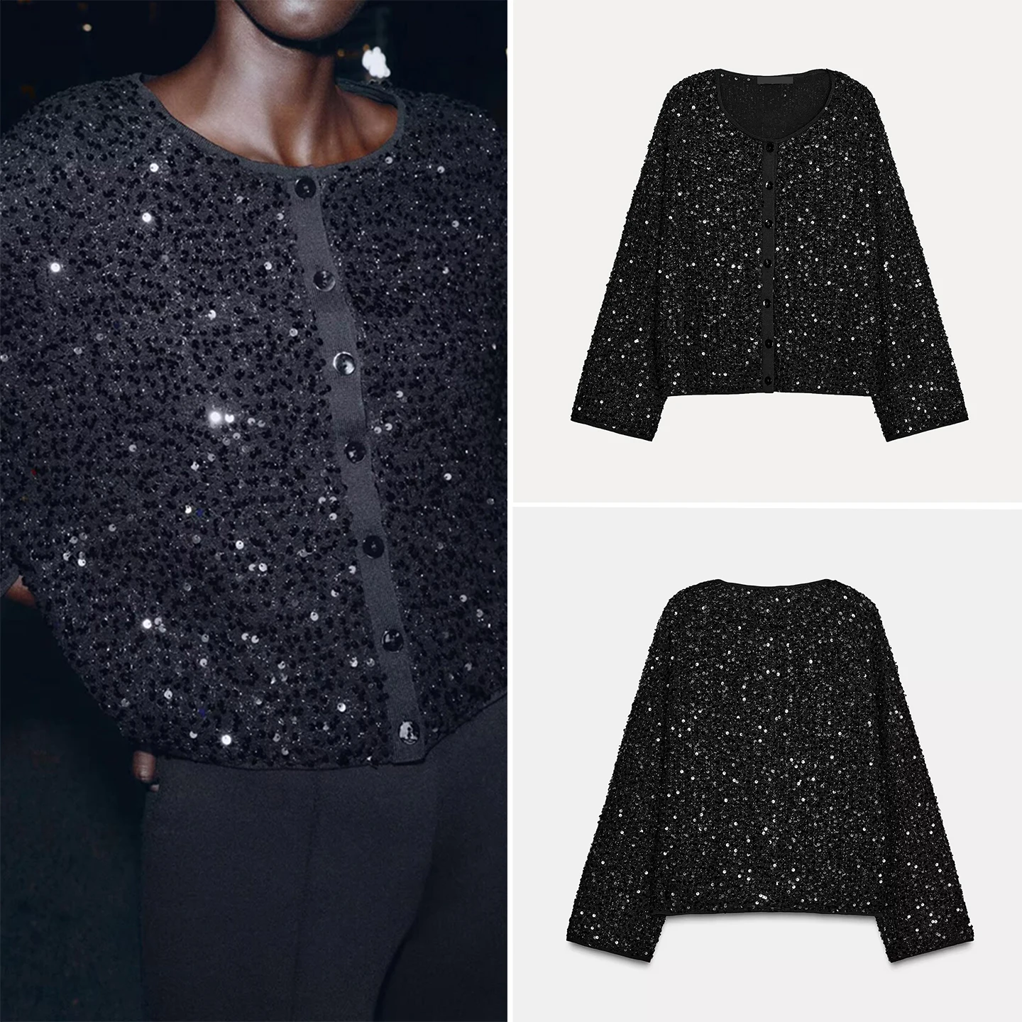 

Faionable Loose Sequin Jaet Women's Autumn 2025 Commute Sle Ele Personali ort Outerwear Z Brand