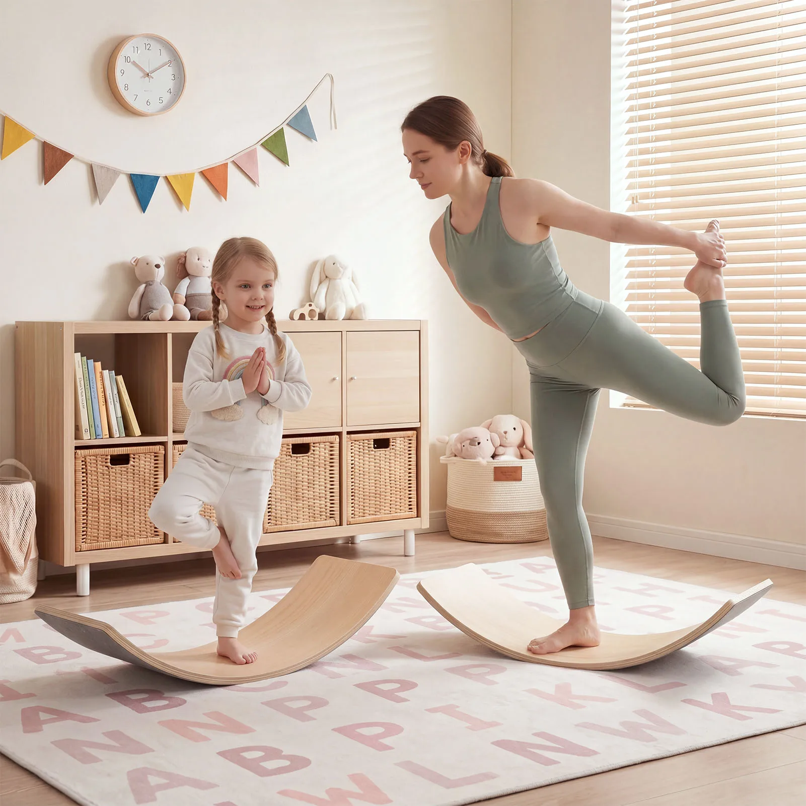 32Inch Rocker Board Sensory Training Kids Balance Training Rocker Board Seesaw Board 300Lbs Weight Capacity Balance Seesaw Board