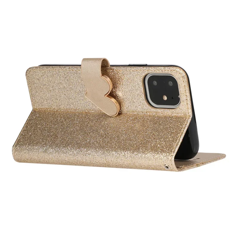 Glitter Pu Leather Flip Case for IPhone 16 15 14 13 12 11 Pro XS Max XR X 8 7 6s 6 Plus SE Wallet Card Slots TPU Frame Cover